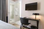 Congo hotel room furniture from China by Leather bed with wood side table and TV