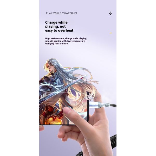 0.3M Black Color 100W Type-C Cable Fast 6A Charging USB-C for Phone Data Transfer