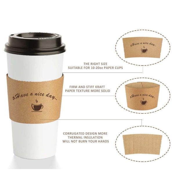 Custom Disposable Kraft Coffee Cup Sleeve Kpop Inspired Corrugated Paper for Hot Drinks Like Tea Milk Craft Paper