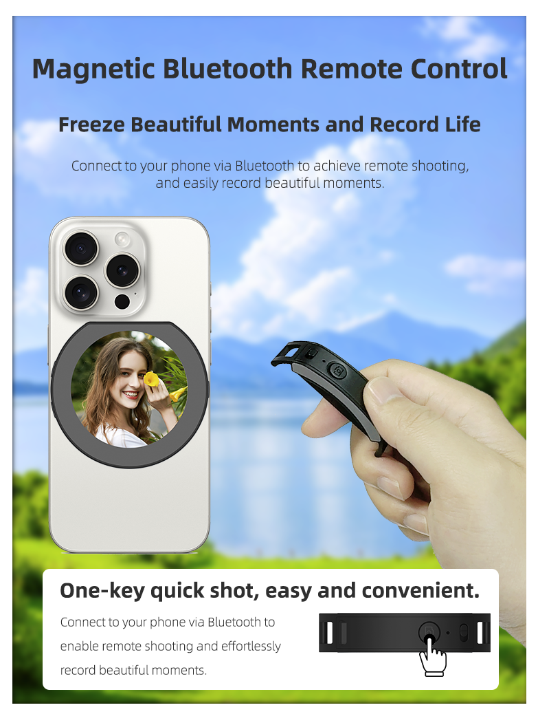 Magnetic Selfie Monitor Screen With Bluetooth Selfie Remote 2 In 1 For IPhone 15 16Pro Max