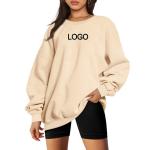 Style Casual Solid Women'S Oversized Lightweight Cotton Polyester Sweatshirt