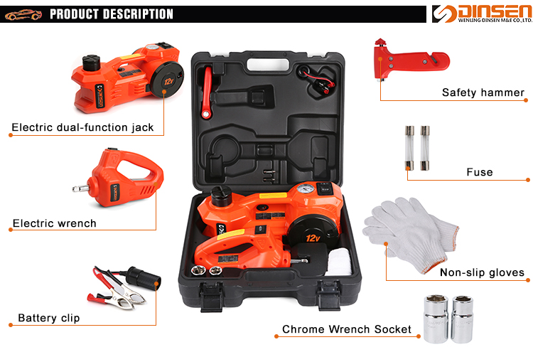 12V Electric Jack With Ari Inflator And Impact Wrench Tool Kit