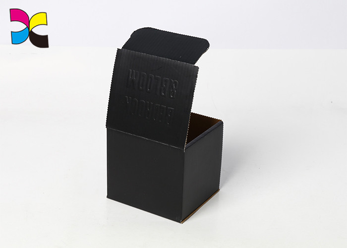 Matt Black Color Corrugated Paper Offset Printed Shipping Boxes Embossed Logo