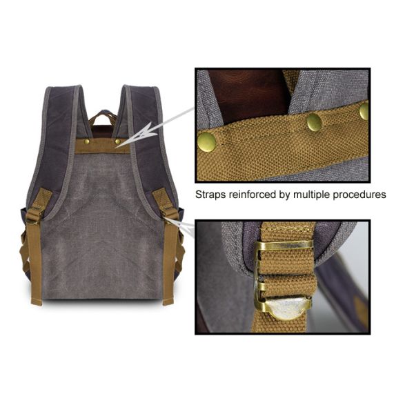 Fits 14 Inch Laptop Canvas Rucksack Casual Daypack