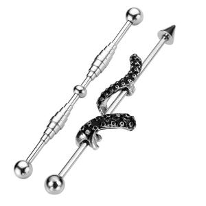 Wholesale 14G Stainless Steel Screw &amp; Twist Snake Long Industrial Barbell Cartilage Ear Piercings Jewelry 58mm from china suppliers