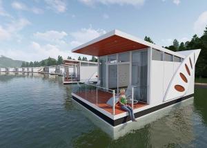 Wholesale Large Balcony White Luxury Prefab House Above Water Prefab Floating Chalet from china suppliers