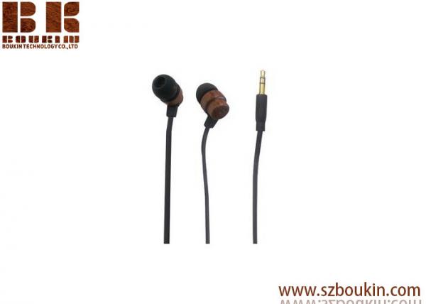 Flat Cable 3.5mm Stereo Wood Earphone Stereo Wood Earbuds Wholesale