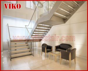 Wholesale Double Steel Plate Staircase VK26S ,Carbon Steel Stringer,Stainless Steel,Power Coated,Beech Tread, Wooden from china suppliers