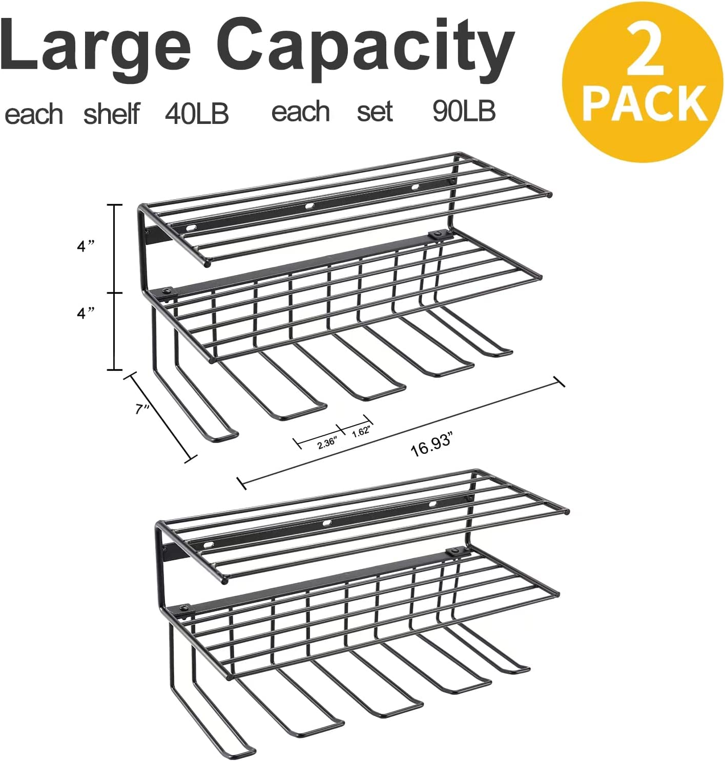 Rectangle Wall Mounted Tool Storage Rack for Garage Organization and Space Saving