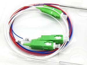 Wholesale SC APC Fiber Optic 1*2 FBT Coupler 15%:85% Blue Red Color for WDM T1550 R1310/1490 FWDM from china suppliers