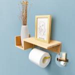 Wood Toilet Paper Holder Wooden Toilet Paper Holder with Macrame Style Phone