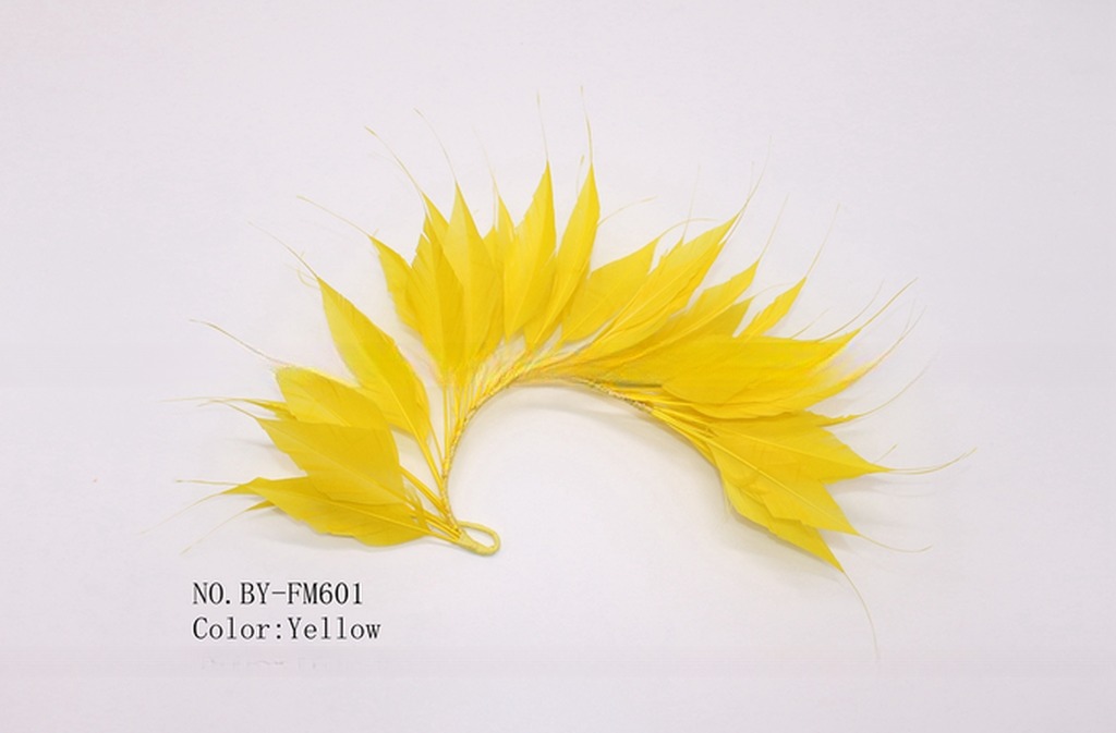 Party Decoration Stripped Goose Feather Flower Mount with Wire Accessory in Bright Colors