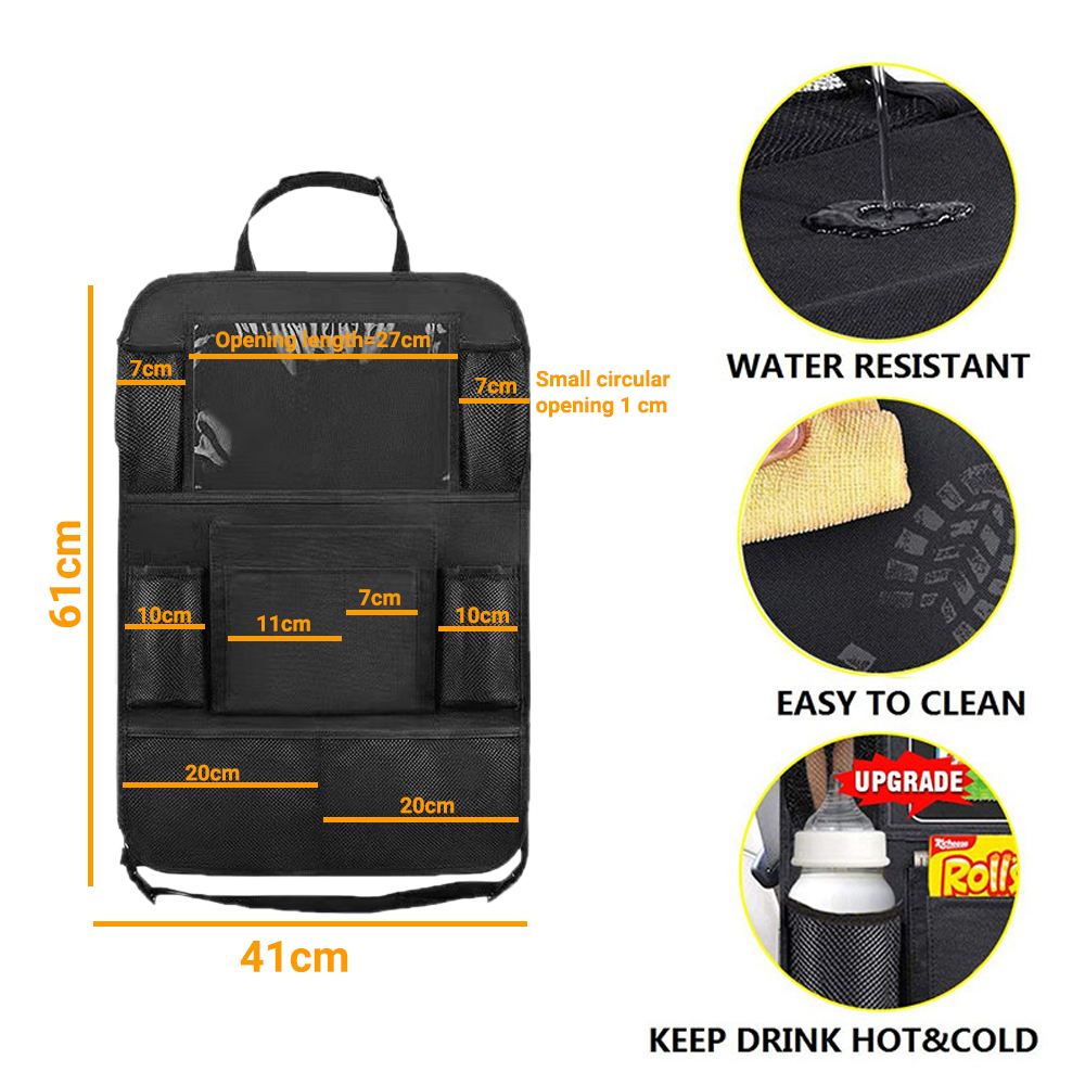 Customized Car Backseat Organizer With Touch Screen Tablet Holder Car Seat Back Protectors