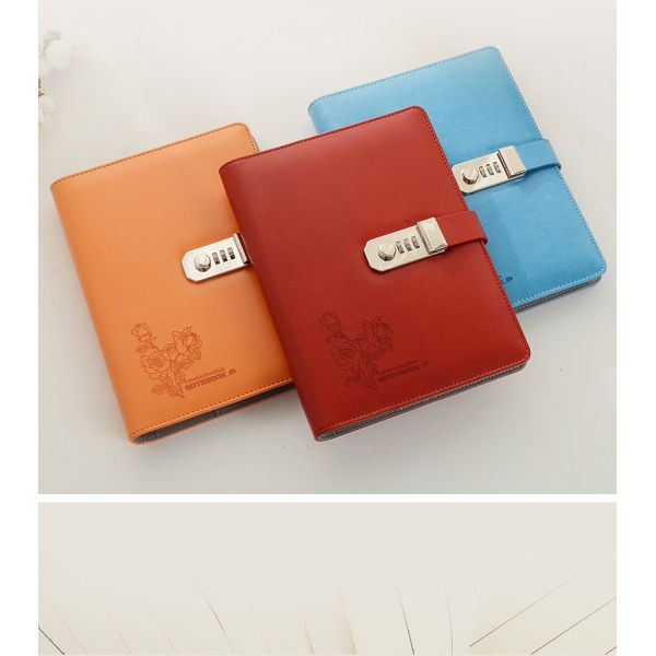 Customized A5 Size Password Lock Leather Notebook in Multiple Colors for Gift Giving