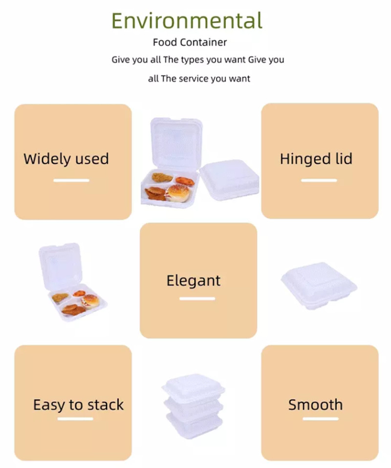 60%Corn Starch 40%PP food takeaway containers 152*152*80mm