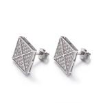 Girls 925 Silver CZ Earrings 4.33g Puzzle Piece Stud Earrings