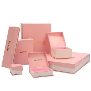China Pink Jewellery Packaging Boxes / Custom Cardboard Boxes For Crystal Packing on sale