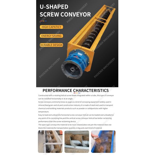 Safe Conveying TDLXU330-5 U-Shaped Dust Auger Endless Blade Grain Solid Feeder Hopper