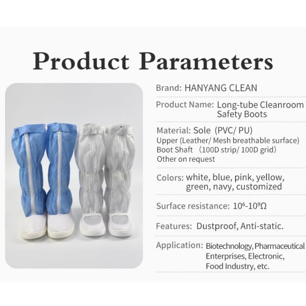 Unisex ESD Cleanroom Shoes Anti-Static PVC Work Boots H-3518