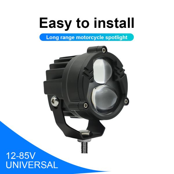 2 Beam White Yellow Flash 80V Motorcycle Universal LED Spotlight