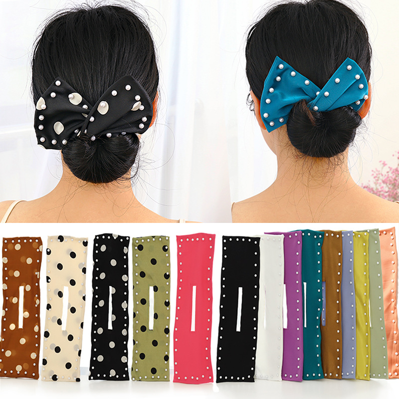 Fabric Childrens Stretchy Hair Ties Wire Bow Twist Head Curler Magic Knotted Deft Bun