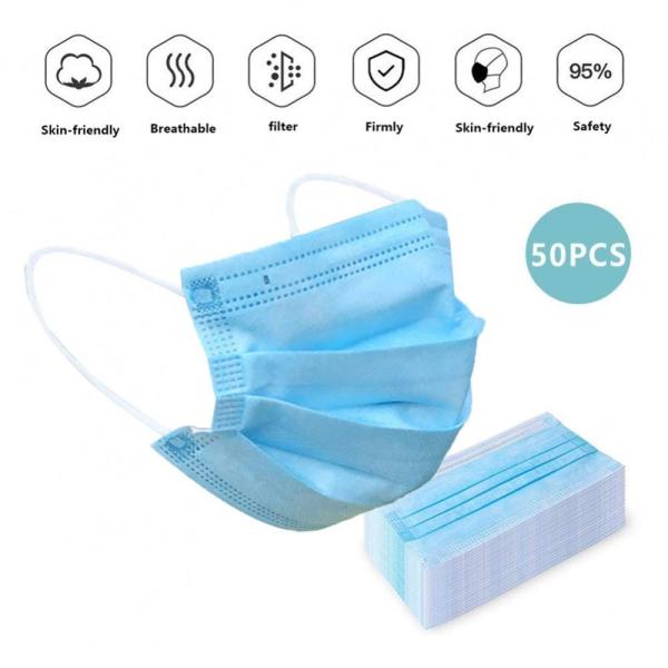 Disposable 3ply Non-Woven Dust Face Medical Masksurgical 3ply Face Mask Astm