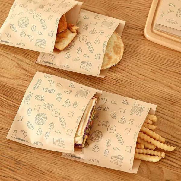 Custom Printed Paper Bags Kraft Paper Oil Proof Disposable Take Away Barbecue