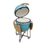 Outdoor Caming Charcoal Bbq Ceramic Grill 23.5 Inch Water Ripple Azure Blue