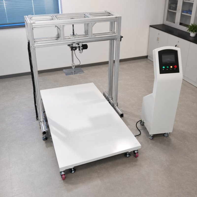 Angled view of hospital bed load testing machine for body weight simulation