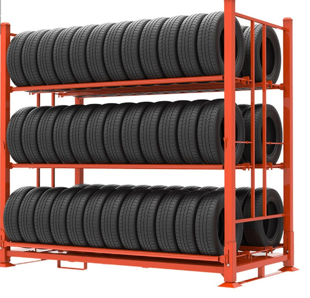 Adjustable Heavy Foldable Steel Stacking Pallet Detachable Metal Storage Tyre Rack