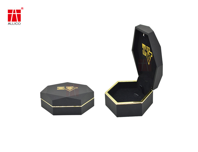 Gold Stamping Wedding Ring Presentation Box , 88g Hexagon Cardboard Box