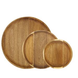 Wholesale Home Anti Fall Round Bamboo Tray , Acacia Wood Serving Tray / Plate from china suppliers