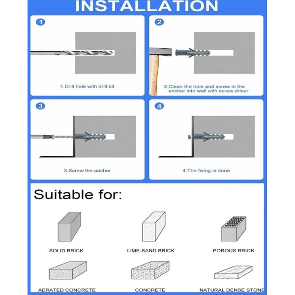 M12 Polyamid Nylon Plastic Wall Plug Screw