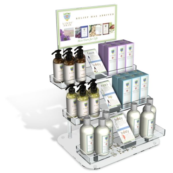 Acrylic Cosmetic Display Stand Skin Care Product Countertop Display Stand