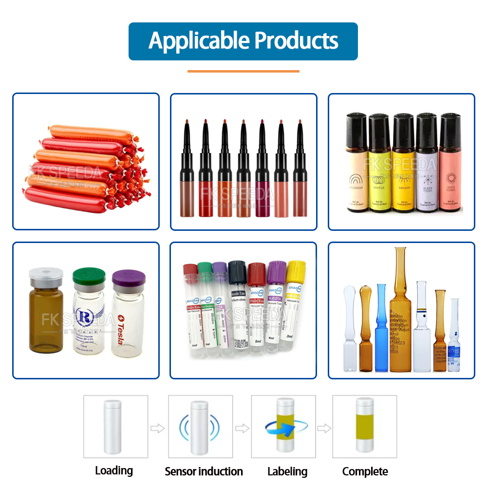 FK807 High Speed Automatic Small Bottle Essential Oil Labeling Machine for Glass Tubes