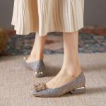HZM026 Square-Toe Thick-Heeled Single Shoes Women 2021 New Autumn Simple Folds