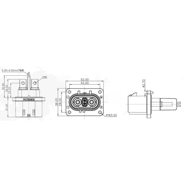 Unshielded IP67 Waterproof Battery Connector 150A 2 Pin Power Socket