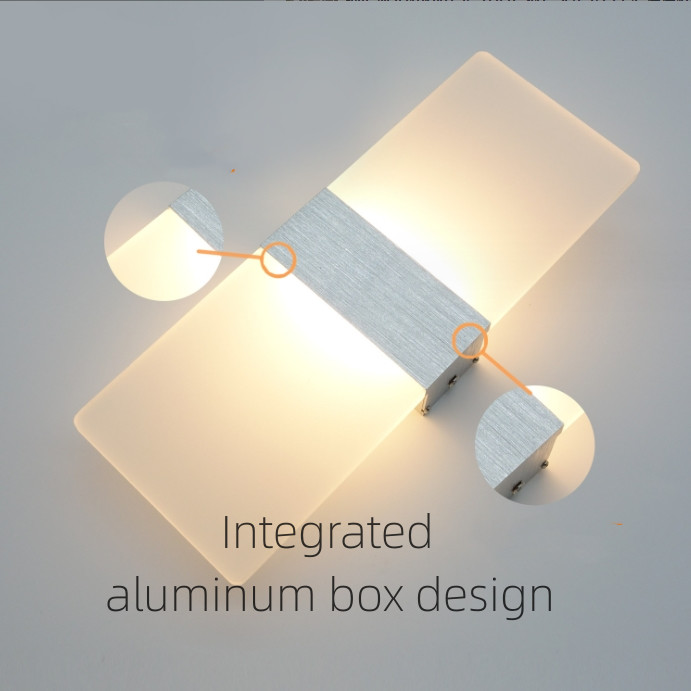 Modern Simple Rectangular LED Wall Lamp Transparent Bedroom Living Room Restaurant Hotel