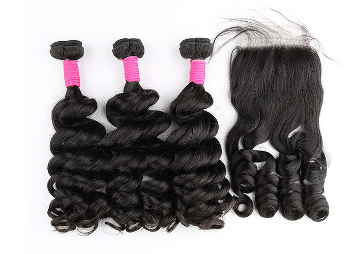 6A Grade Virgin Hair Unprocessed Brazilian Human Hair , One-directional Cuticles Big Curl