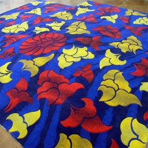 Wholesale 3D Embossed Handmade Woollen Carpet , Large Shag Area Rugs Dark Blue Color from china suppliers