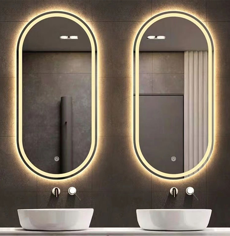 Hotel Home Bathroom Decoration LED Lighted Triple Color Lights Waterproof Vanity Mirror