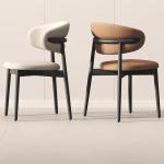 Light Luxury Hotel Restaurant Furniture Stainless Steel Armrest Leather Dining