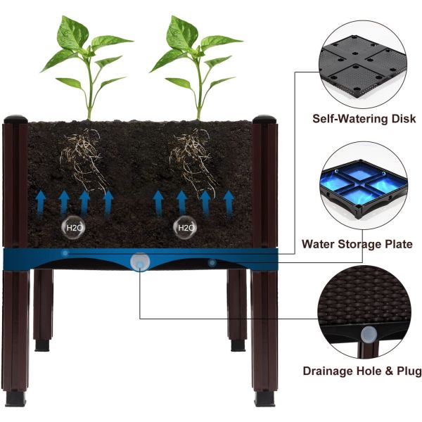 Polypropylene Plastic Veg Planters On Legs / Raised Plastic Garden Beds On Legs