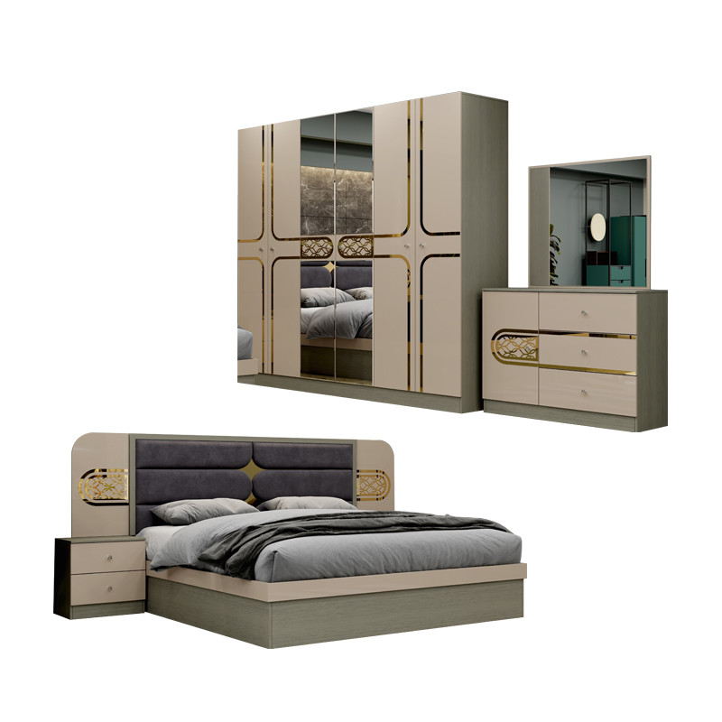 Cheap Wholesale Turkish Style Wooden King Size Bed Hotel Double Wood Frame Home Modern Luxury Full Bedroom Furniture Set