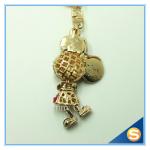 Custom Rhinestone Cartoon mouse Animal Shape metal Crystal Key Chain Ring Holder