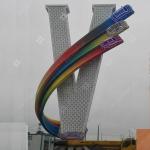 V Shape Modern Stainless Steel Sculpture With LED Decoration