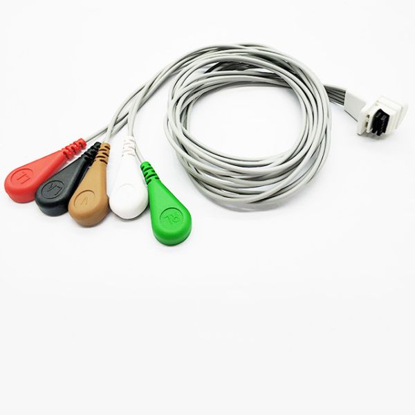 5 Leads IEC AHA ECG Patient Cable With Snap Type For Holter Recorder
