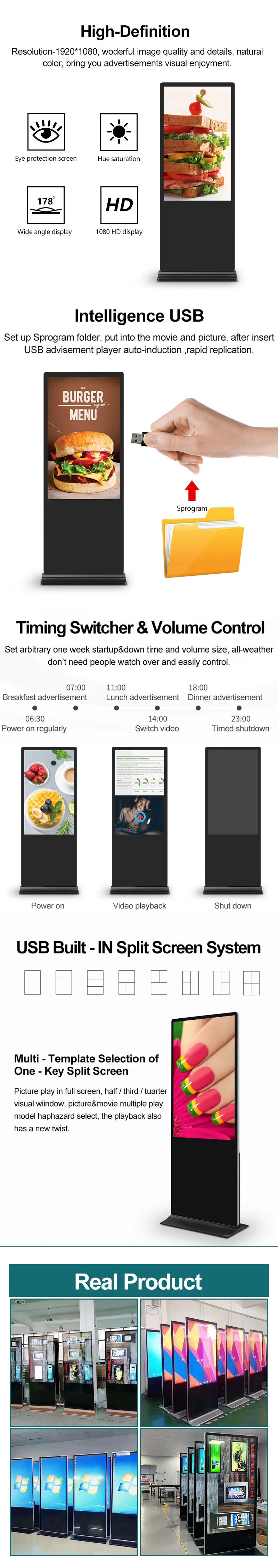 Vertical Touch Screen LCD Advertising Display , 75 Inch Indoor Digital Signage Screen