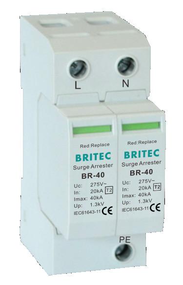 BR-40 2P 150V-440V Surge Protection Device 20kA-200kA Spd Lightning surge