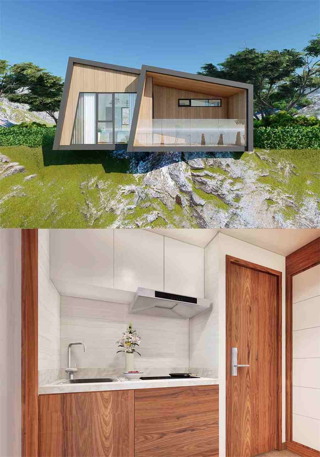 Luminous Luxury Prefabricated Houses , Brown Light Wood Portable Modular Homes